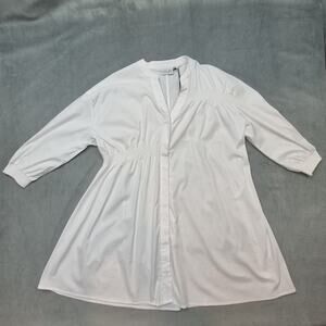 FOIL Perfect Curves Shirt Dress Beachy Coastal Tunic Blouse Top White 6 New